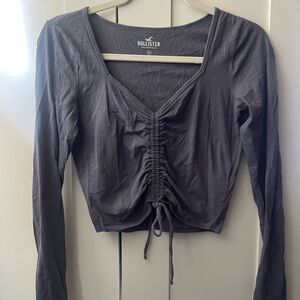 Hollister Women's Charcoal Ruched Blouse